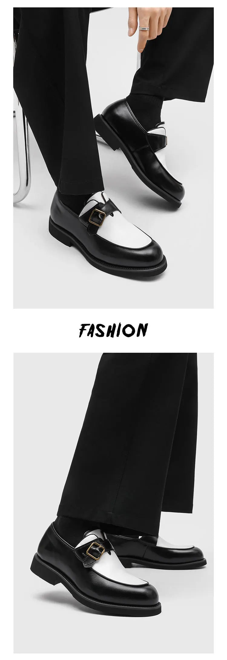 Business Men Loafers Black Brown Buckle Men Casual Button-up Thick-soled Anti-slip Fashion Brand Shoes Wedding Dress Shoes Men