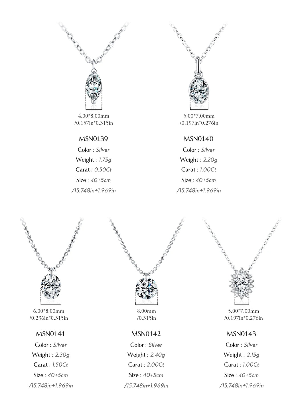6 Styles D Color Geometric Moissanite Necklaces 925 Sterling Silver Dazzling Pendant Necklace For Women Fine Jewelry