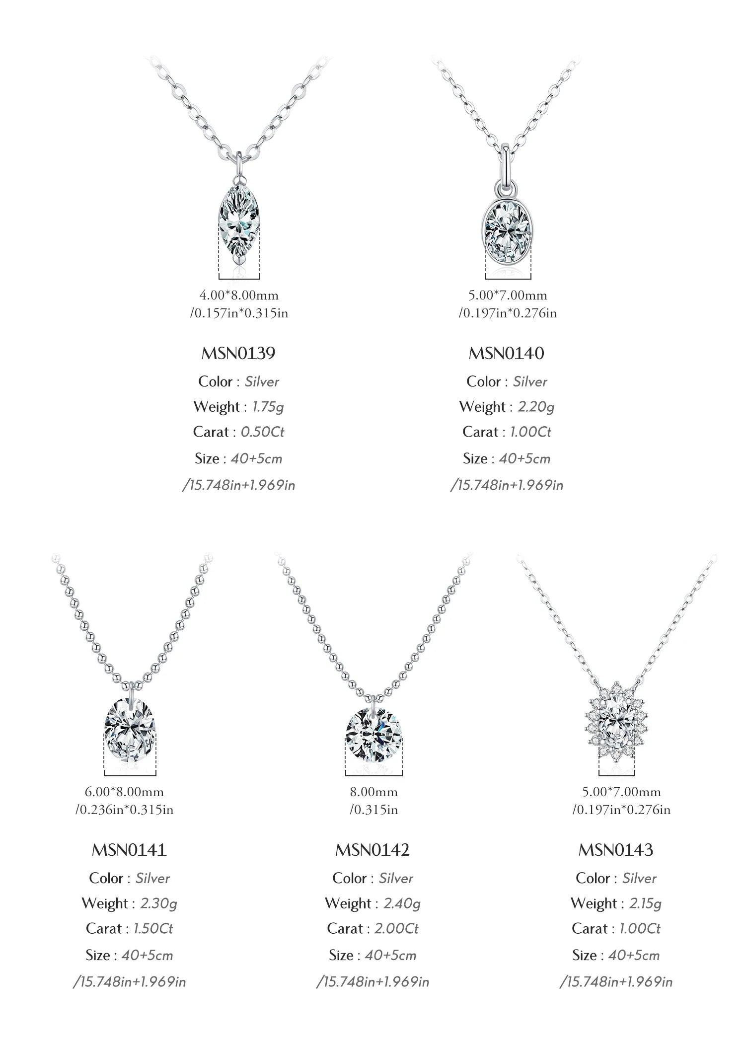 6 Styles D Color Geometric Moissanite Necklaces 925 Sterling Silver Dazzling Pendant Necklace For Women Fine Jewelry