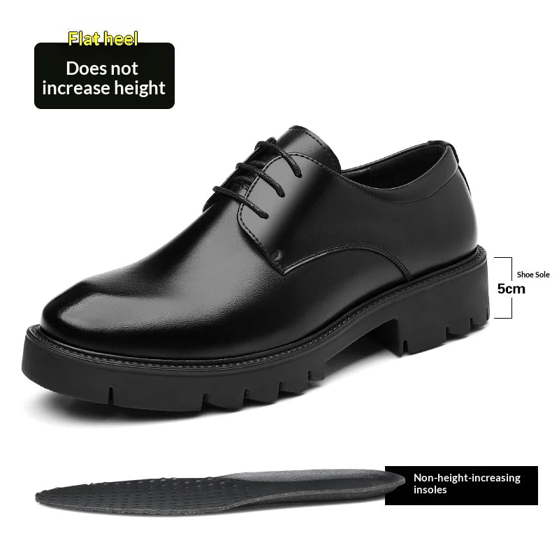 Summer Hollow Out Breathable Men Height Increasing Oxford Shoes 8/10CM Formal Business Dress Wedding Party Elevated Leather Shoe