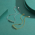 925 Sterling Silver Green Leaf Zirconia Adjustable Link Chain Bracelet For Women Fashion Wedding Jewelry Accessories