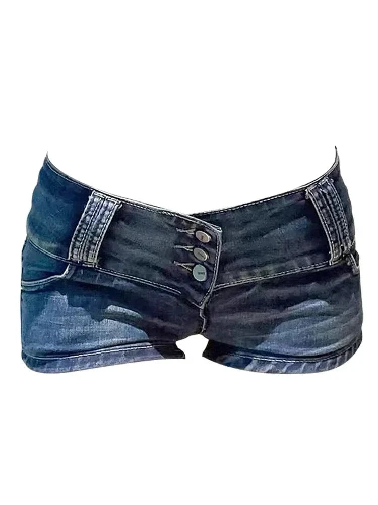 Women's Tassel Denim Shorts Streetwear Low Waist Mini Jeans Shorts 2000s Vintage Y2k Cowboy Short Pants Harajuku Clothes