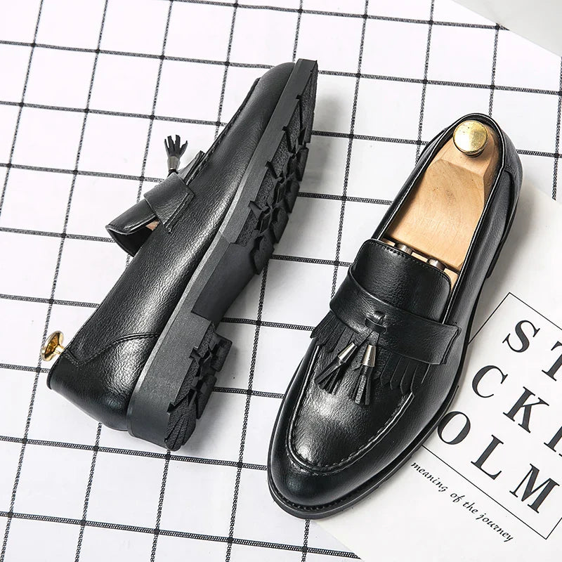 Tassel vamp loafers all match youth suit beamers men Korean version of British men's shoes best man shoes fashion