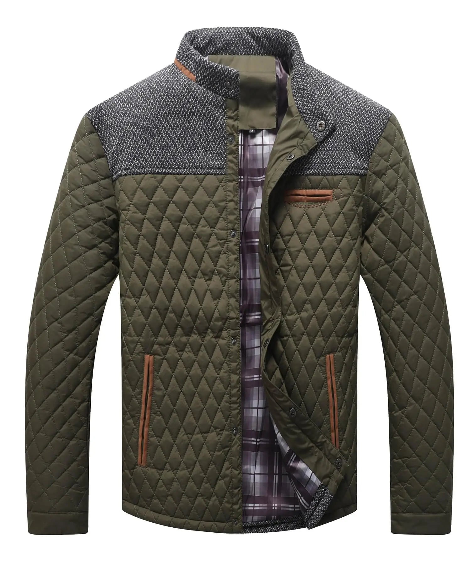 Men's Jackets Casual Bomber Coat Diamond Quilted Puffer Down Lightweight Casual Button Down High Quality Overshirt Us Size