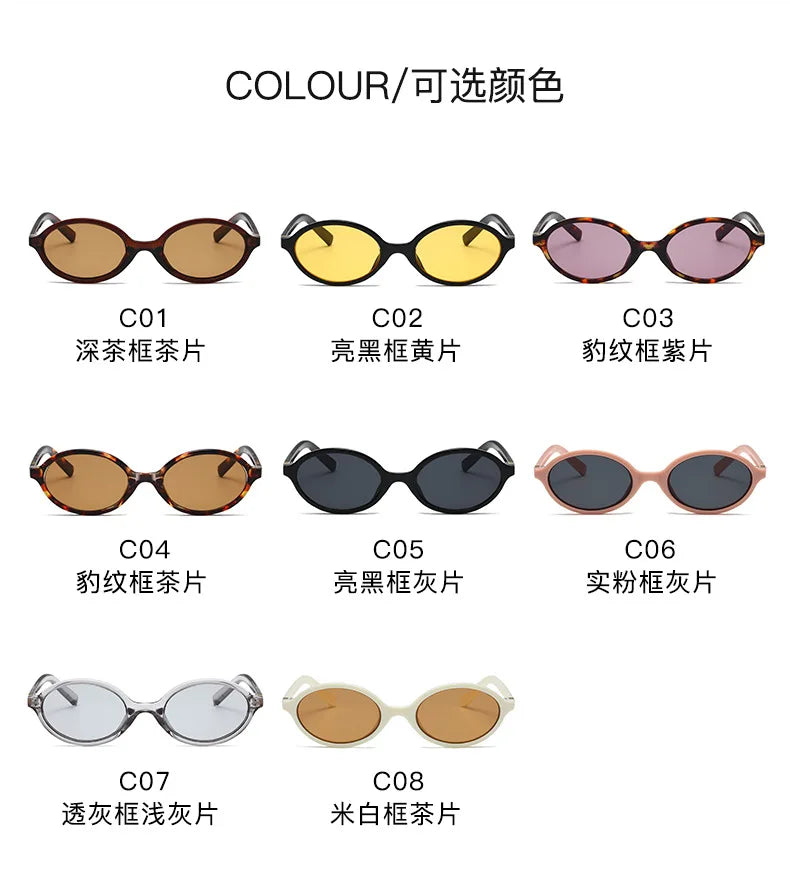 Fashion Oval Simple Literary Sunglasses Women Retro Small Frame Commuting Sunglasses Luxury Brand Design Travel Sunglasses UV400