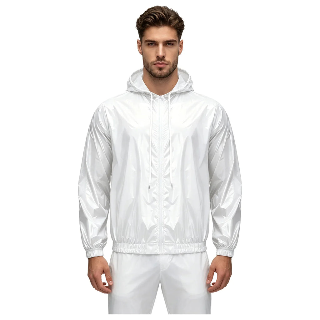 Mens Waterproof Hooded Jacket Tops Breathable Raincoat Waterproof Windproof Outdoor Biking Fishing Jacket Hood Outerwear