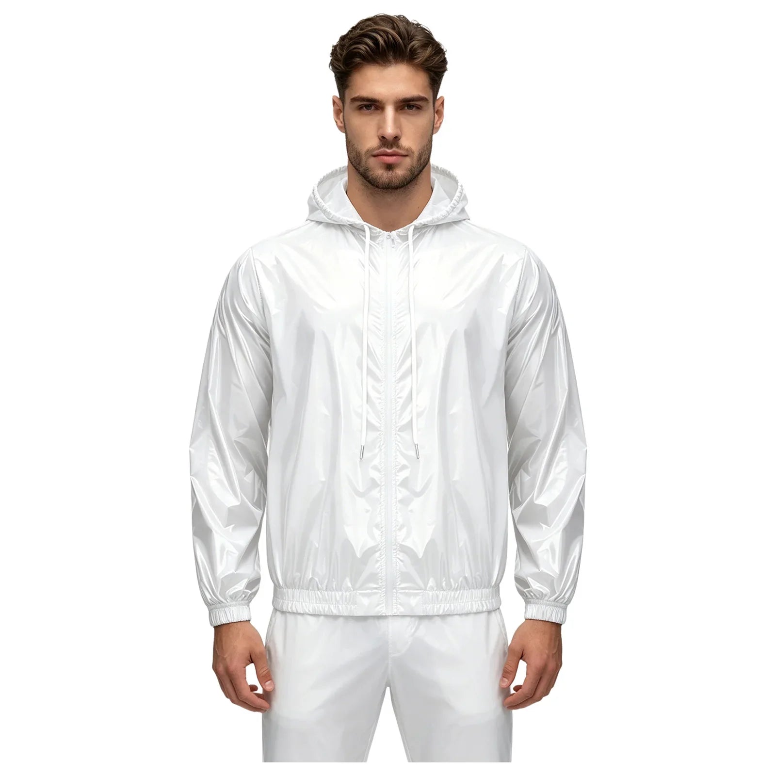 Mens Waterproof Hooded Jacket Tops Breathable Raincoat Waterproof Windproof Outdoor Biking Fishing Jacket Hood Outerwear