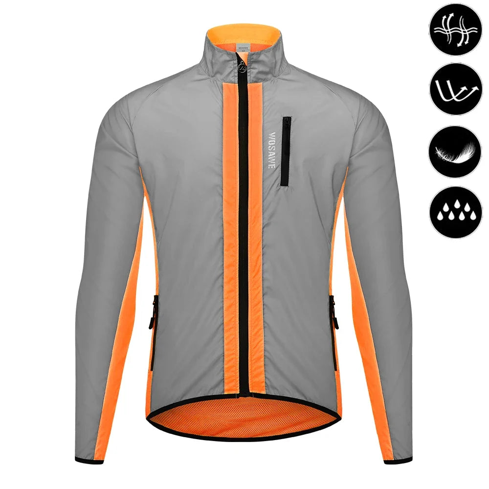 Reflective Cycling Jacket Winter Autumn Bicycle Windbreaker Bike Soft Windproof Waterproof Motorbike Jacket Men Coat