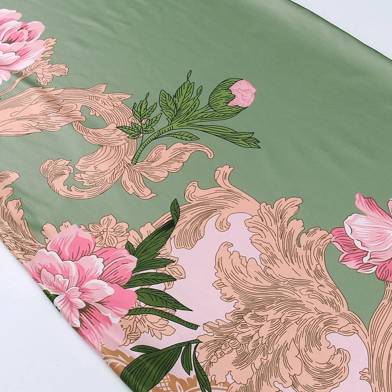 Floral Print Summer Green Dress Womens Fashion Casual Sleeveless V-neck Backless Tunics Bodycon Holiday Beach Dresses Streetwear