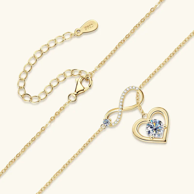 Round Moissanite Y-shape Lariat Cross Heart Infinite Pendant Necklace Chain for Women 925 Sterling Silver Jewelry Gifts