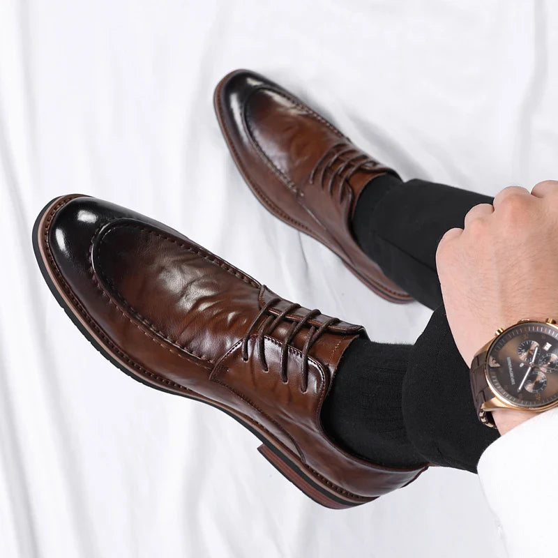 Italian Design Men's Oxford Business Shoes Formal Casual Leather Laces Lace-Up Anti-slip Flat Designer Shoes Comfy Walking Shoes