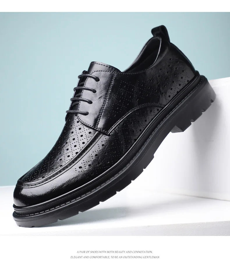 British Style Business Derby Shoes for Men Spring Summer Breathable Dress Shoes Male Fashion Casual Leather Wedding Shoe Man