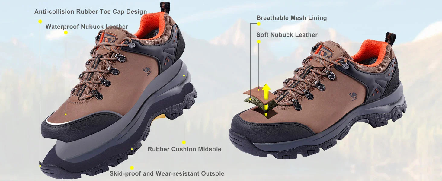 Hiking Shoes for Men Waterproof Outdoor Low-top Hiking Boots Leather Men's Trekking Shoes Walking Male Sneakers New
