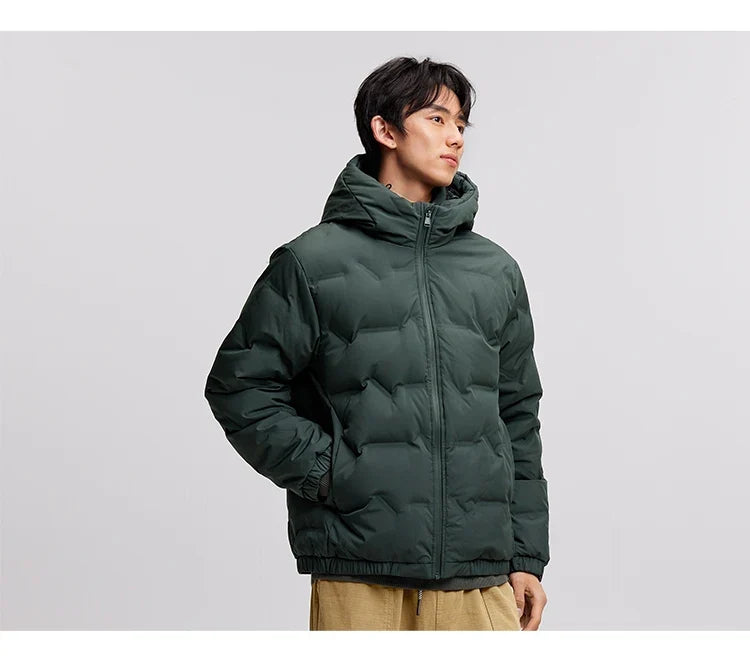 Down Jacket Men 2026 New Waterproof Hooded Outerwear Winter Clothing Solid Color Versatile Thick Down Coat For Man