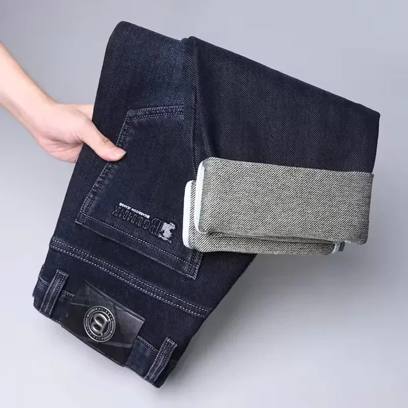 Brand Men's Straight-leg Jeans High-quality Light Luxury Embroidered Casual Versatile Fashion Slimming Smooth Silhouette Style