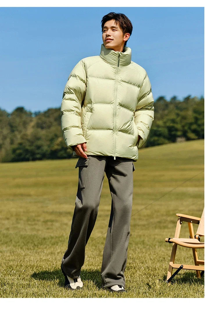 Down Jacket Men 2026 Winter New Thickened Short Coat Three-Proof Thermal Puffer Coat Couple Top Trendy Down Jacket