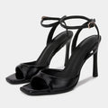 Black Sexy Heels Women Summer Elegant Party Dress Sandals Fashion Square Toe Naked Strap Designer Thin Heels Pumps Zapatos Mujer