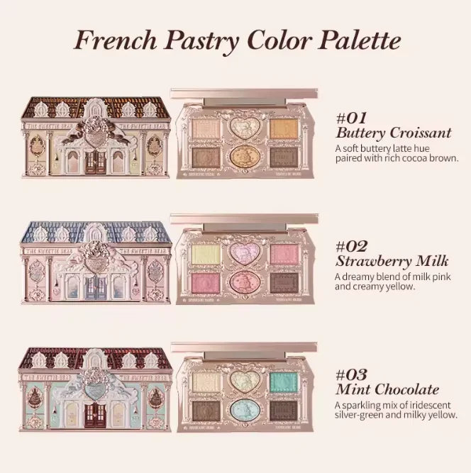 Bunny Garden Collection 6-Color Makeup Eyeshadow Contour Palette Eye Brush Puff Set Eye Glitter Korean Makeup Kit