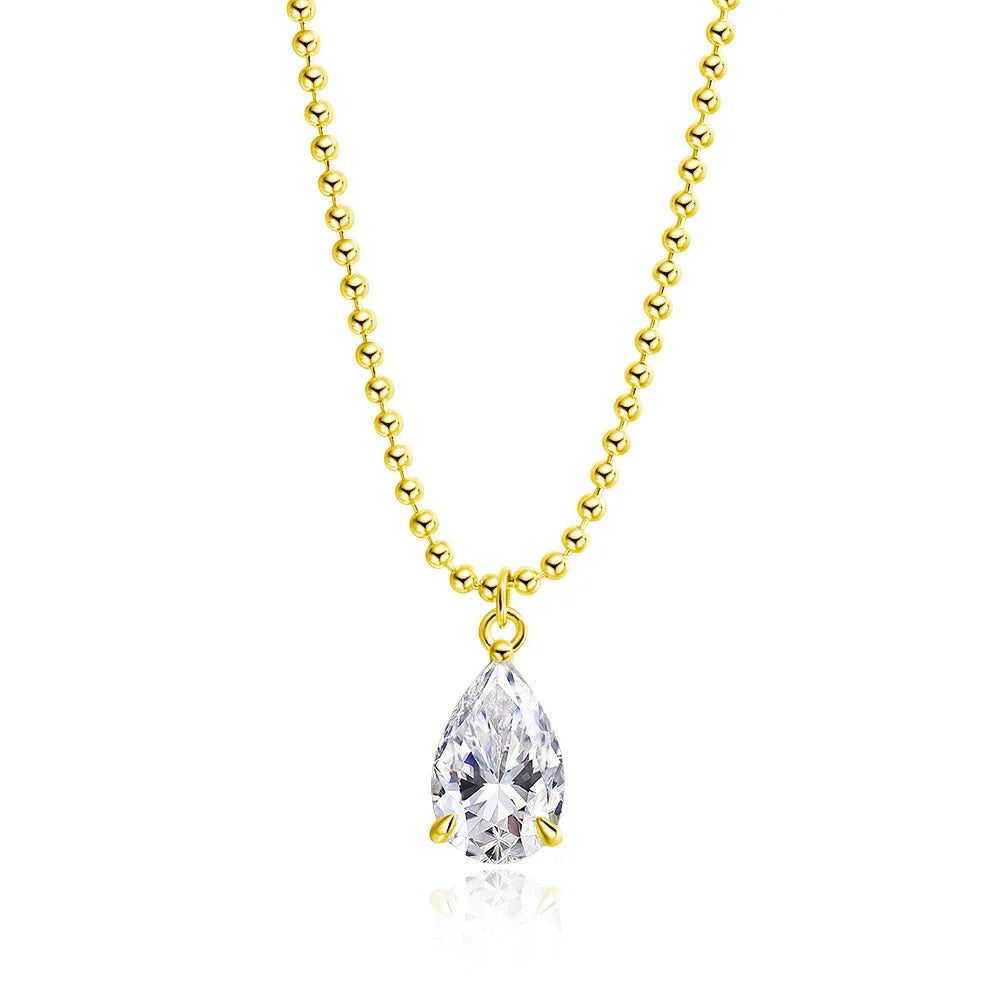 2CT 3CT 5CT 6CT Pear Cut Moissanite Necklace for Women Classic Pendant Sterling Silver 925 Plated 18K Jewelry Wholesale