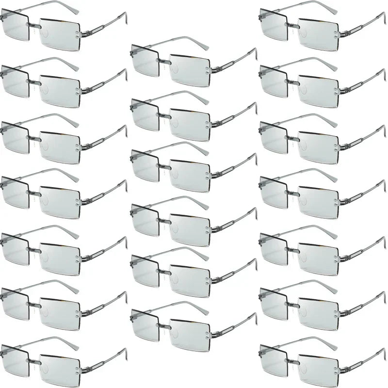 20 Pcs Per Set Rimless Rectangle Sunglasses Fashion Gradient Ocean Lenses Shades Ins Trendy Beach Vacation Sun Glasses