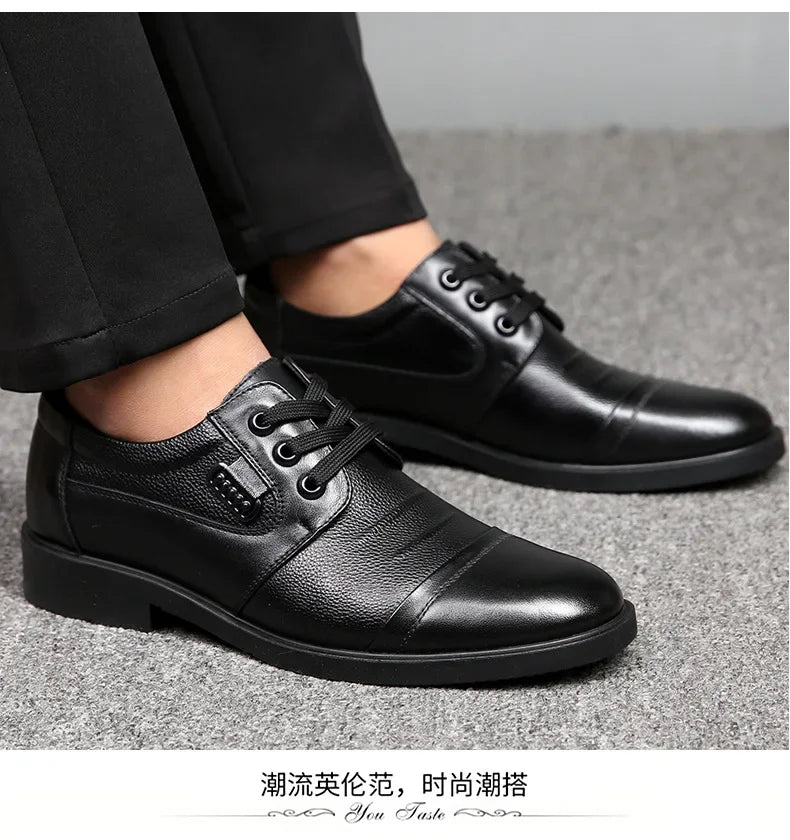 Men's Genuine Cow Leather Shoes Business Casual Shoes With Triple-Stitched Soles For Middle-Aged And Elderly Men 2025