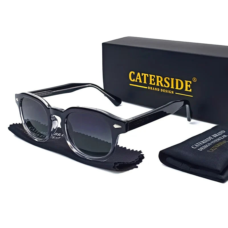 CATERSIDE Retro Round Men Sunglasses Punk Propionic Acid Pin Temple Luxury Sun Glasses Women Sports Leisure Party Eyewear UV400