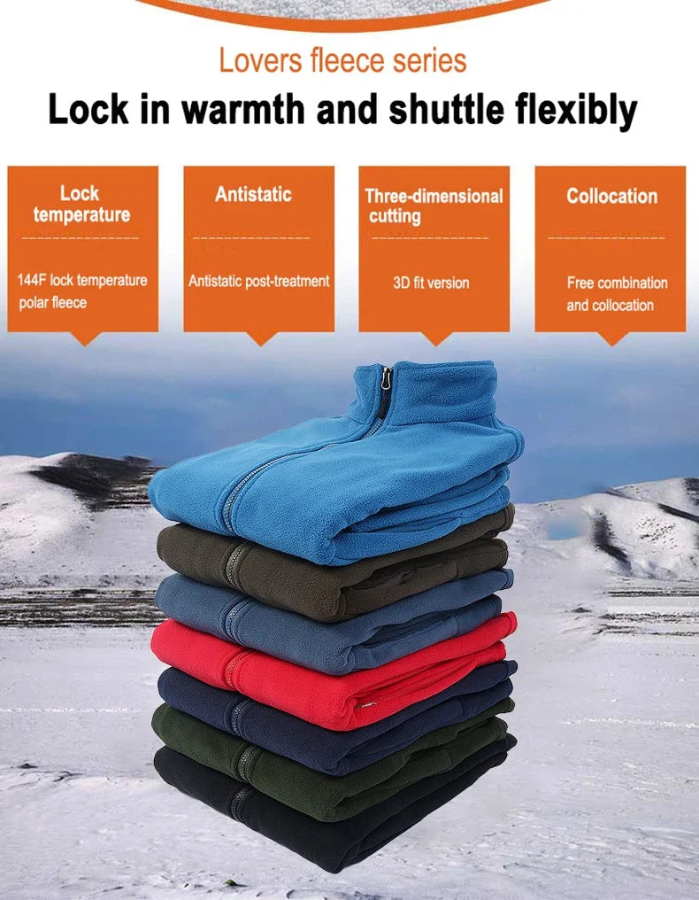 Men Polar Fleece Jackets Winter Windproof Thermal Soft Shell Jacket Outdoor Sports Hiking Camping Skiing Climbing Warm Coat