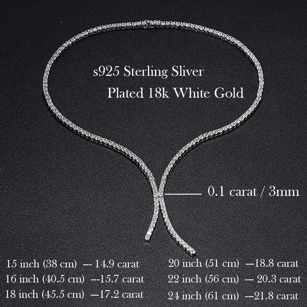 Long Tassel Full Moissanite Diamond Necklace With  Certificate S925 Sterling Silver Plated 18k Gold Tennis Necklace For Women