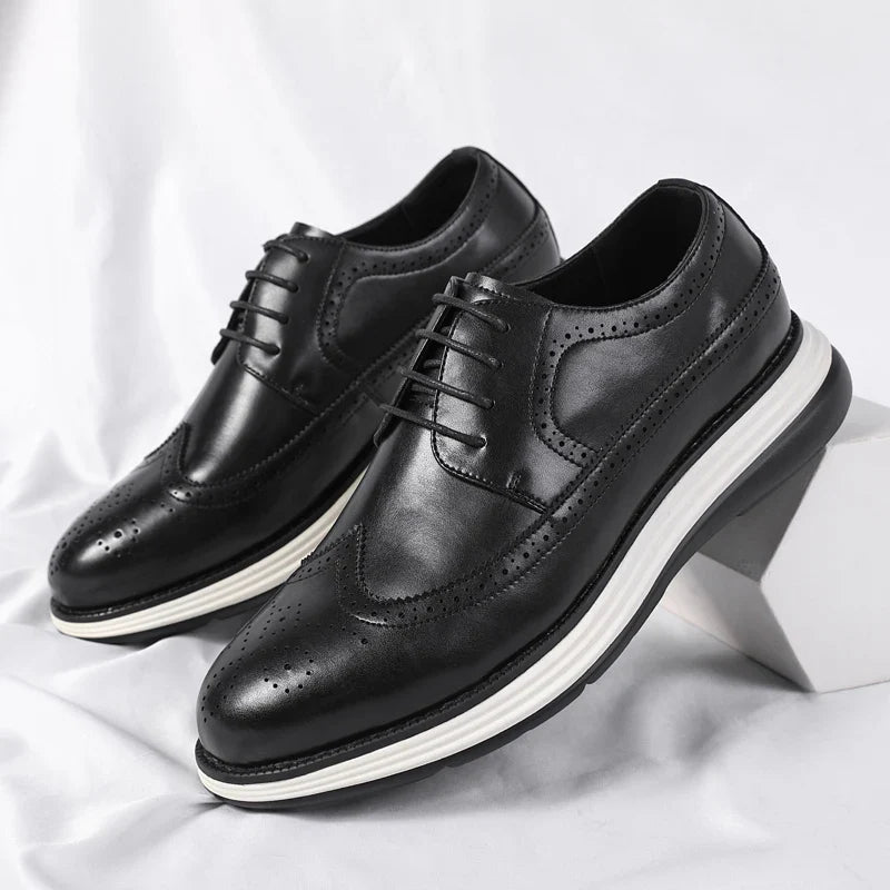 High End British Style Office Business Dress Shoes Men's Casual Leather Thick Soled Simple Walking Shoes Fashion Oxford Shoes