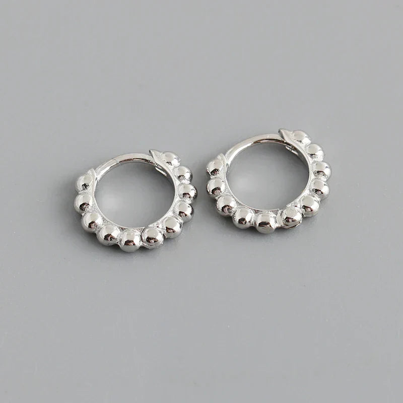 925 Sterling Silver Simple Fashion Glossy Beads Gold Huggies Hoop Earrings for Women Gothic Piercing Jewelry Accessories
