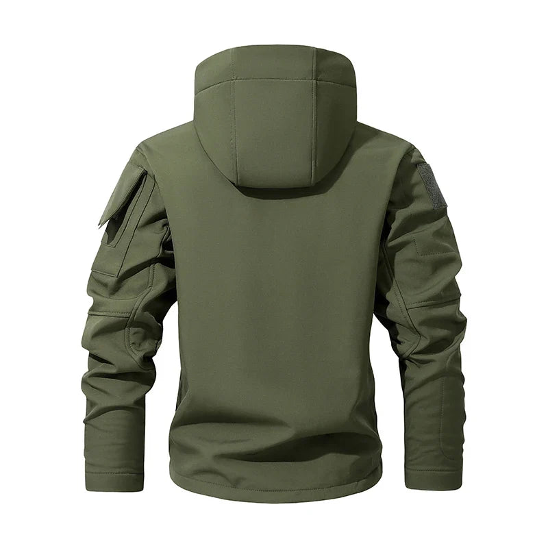 Men's Silent Soft Shell Camouflage Tactical Jacket Waterproof Warm Fleece Hunting Jackets Outdoor Hiking Fishing Hooded Coat