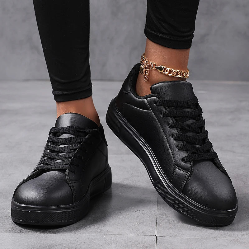 Business Casual Men's Shoes Soft Women Shoes Comfortable Casual PU Leather Shoes for Men Autumn Solid White Men Sneakers