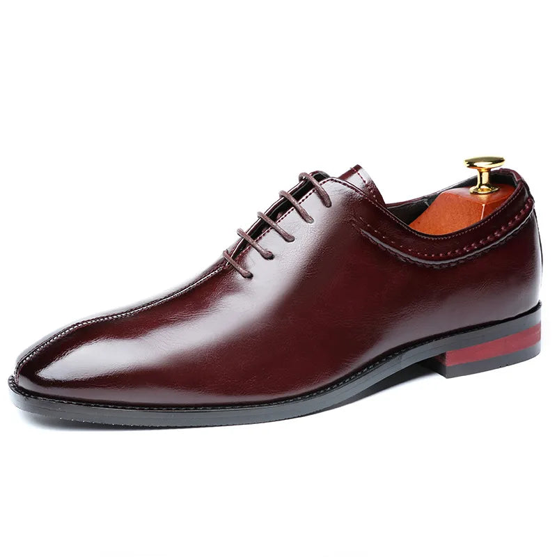 High Quality Retro Men Formal Leather Dress Shoes Pointed Toe Business Oxford Shoes Plus Size 38-48 Men Wedding Shoes