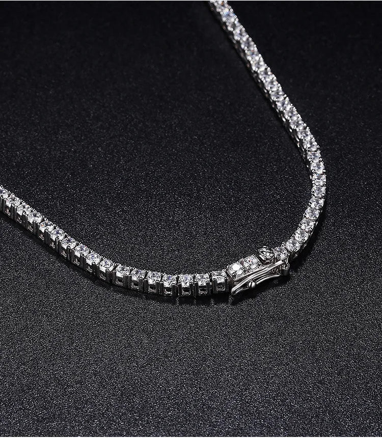 Real 2.5/3/4/5mm Full Moissanite Tennis Necklace for Women 925 Sterling Silver Diamond Neck Chains Necklaces Fine Jewelry