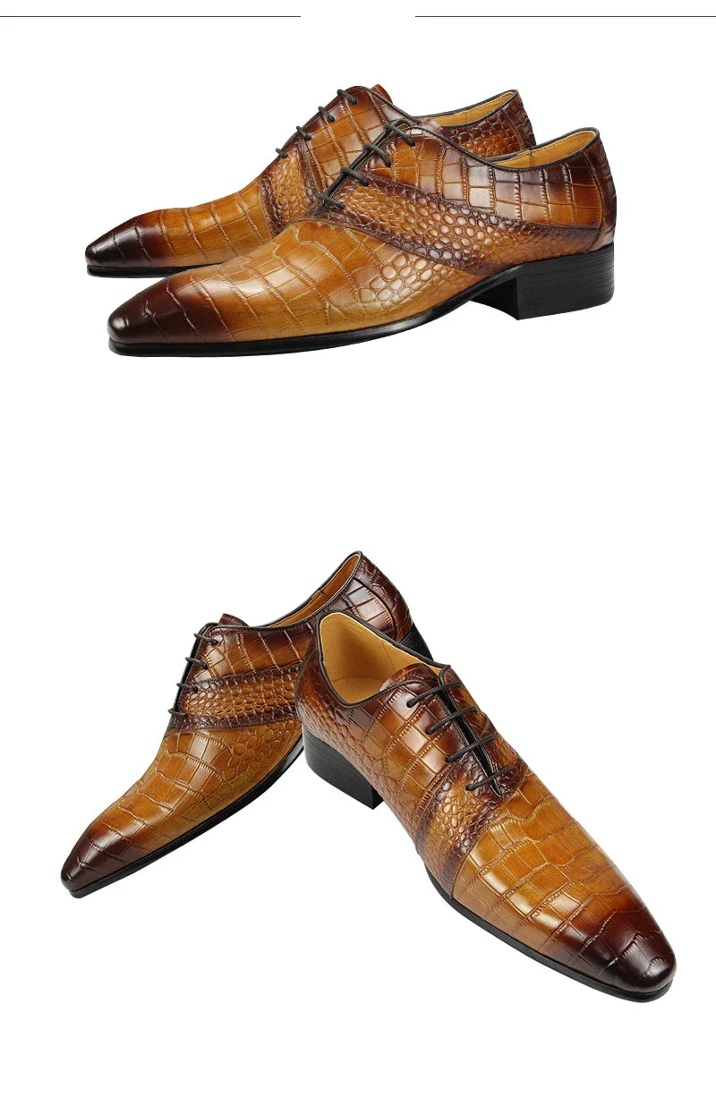 Men's Invisible Height Increasing Elevator Shoes Genuine Leather Formal Dress Oxfords Business Shoes Durable Rubber Outsole