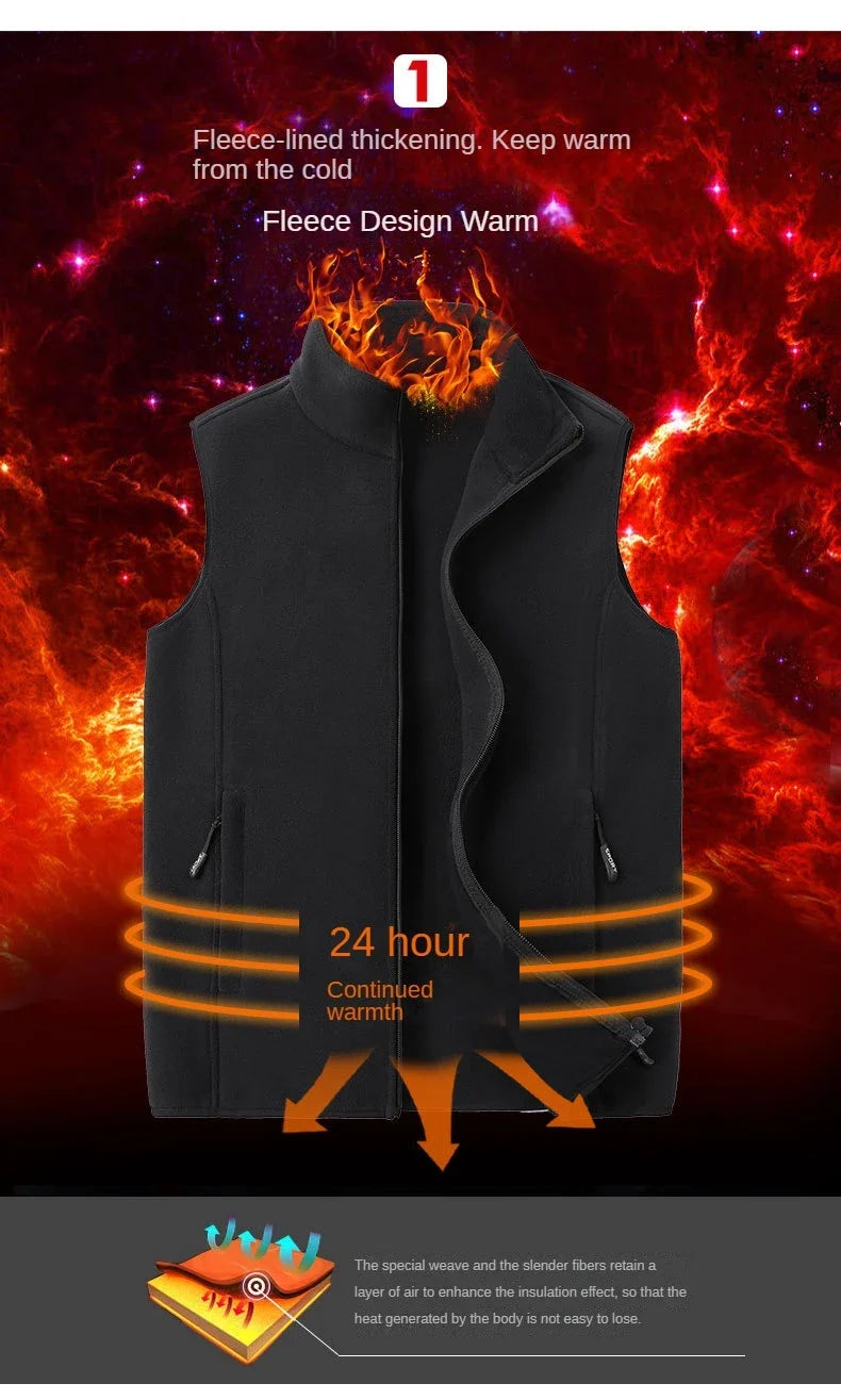 Autumn Fashion Plus Size Male Warm Waistcoat Fleece Vest Men's Lamb Cashmere Warm Sleeveless Coat Men Brand Clothing Winter Vest