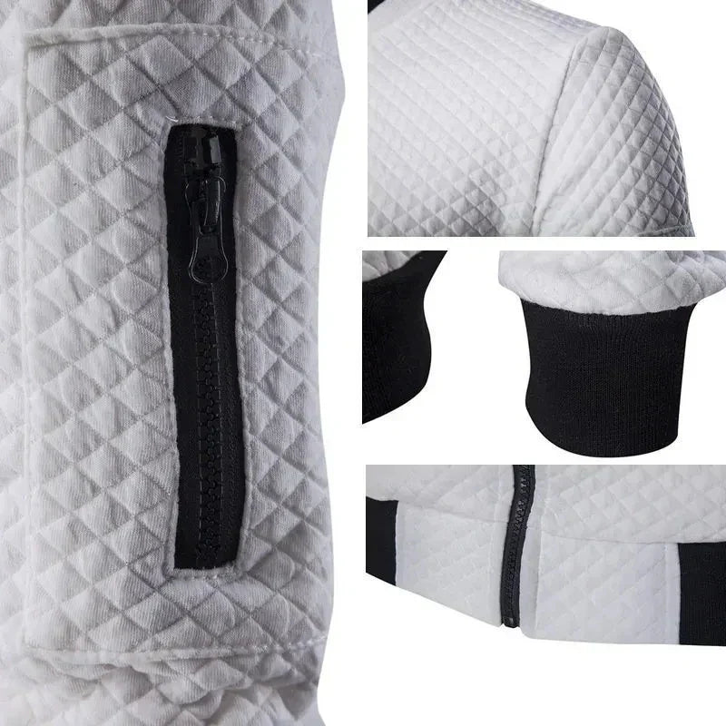 Spring and Autumn Men's Fashion Street Stand up Collar Set Jacket, Outdoor Casual Pocket Zipper Men's Baseball Set