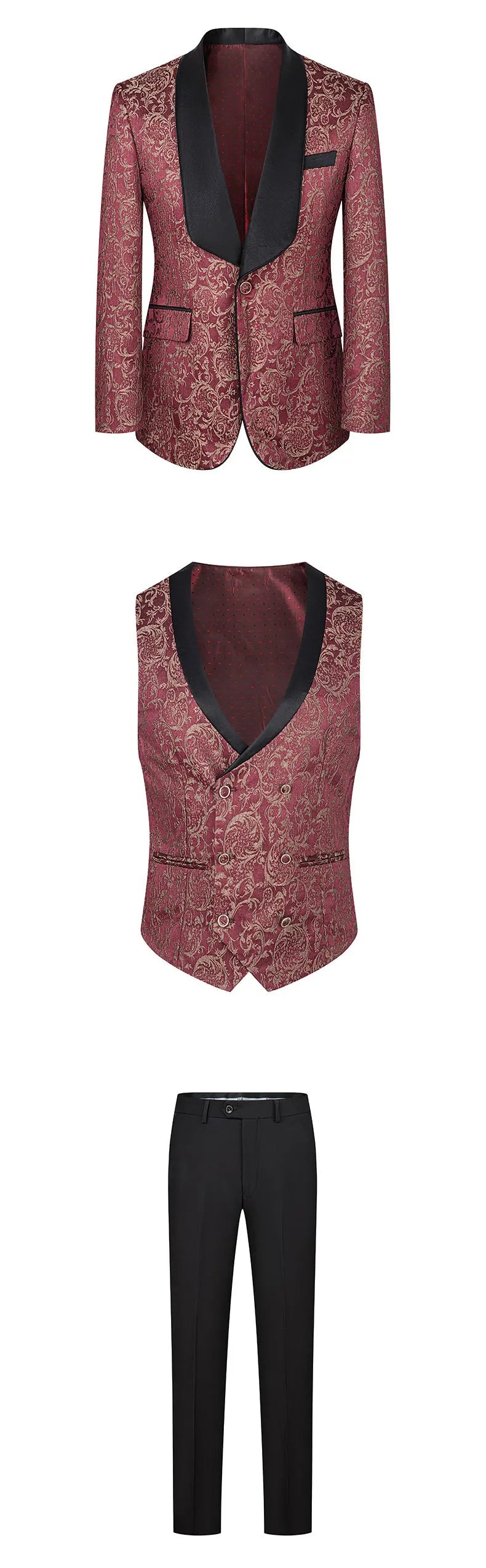 2025 New Large-Sized Jacquard Men's Suit for Wedding Dress, Groom's Suit Set, Host's Performance Costume