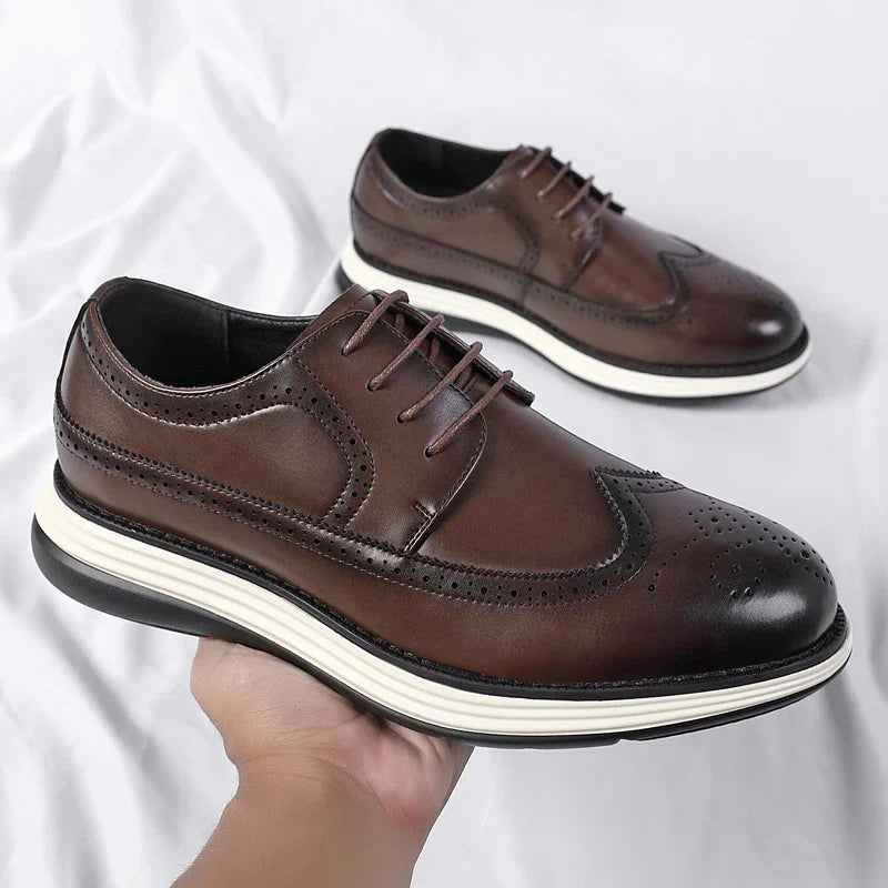 High End British Style Office Business Dress Shoes Men's Casual Leather Thick Soled Simple Walking Shoes Fashion Oxford Shoes
