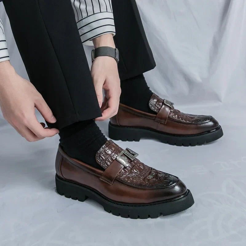Mens Loafers Party Business Thick Soled Men Leather Shoes Dress Platform Shoes Comfortable Fashion New Casual Shoes for Men