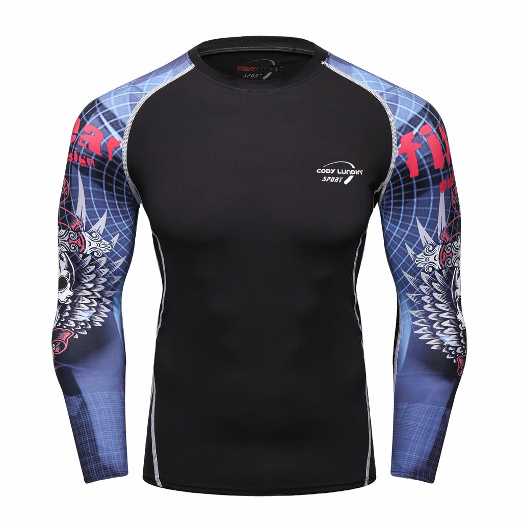 Men Long Sleeve Compression Athletic Workout Shirt Water Sports UPF 50+ Rash Guard High Quality Jiu Jitsu Gi BJJ Top