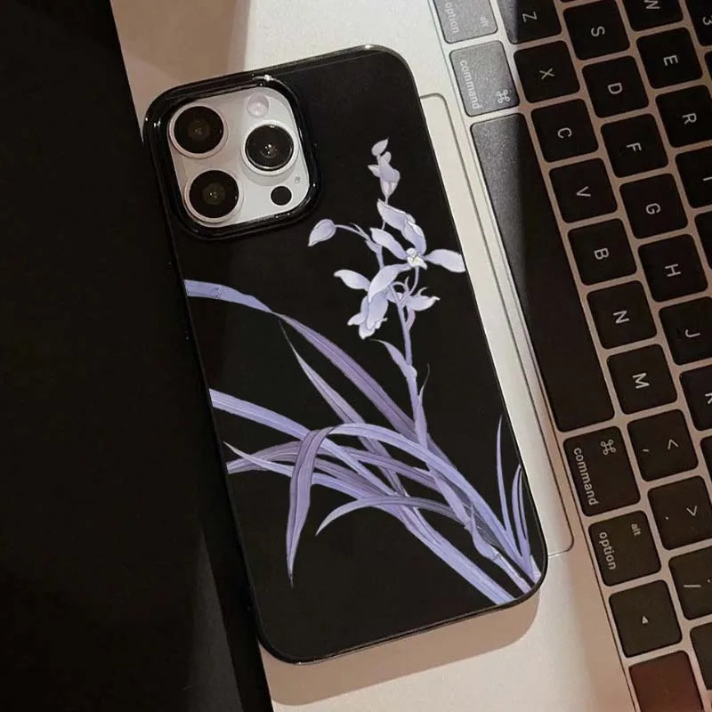 Lily Orchid Flower Print Soft Phone Case For iPhone 16 17 15 14 13 12 11 Pro Max XS X 7 8 16e 16 Plus SE 2022 Shockproof Cover