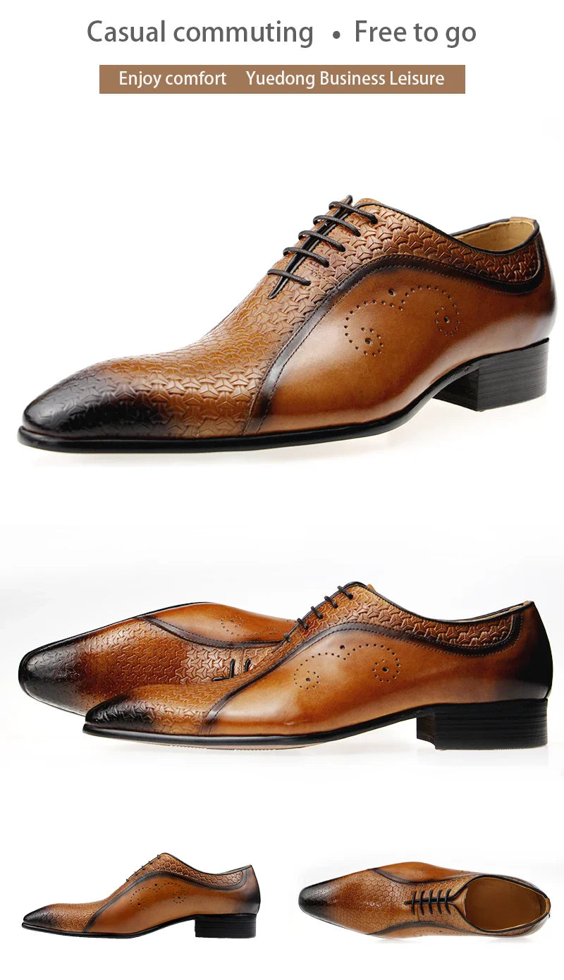 High Quality Formal Genuine Leather Shoes Men's Evening Wedding Comfortable Footwear Side Carving Shoes Black Brown Brogue