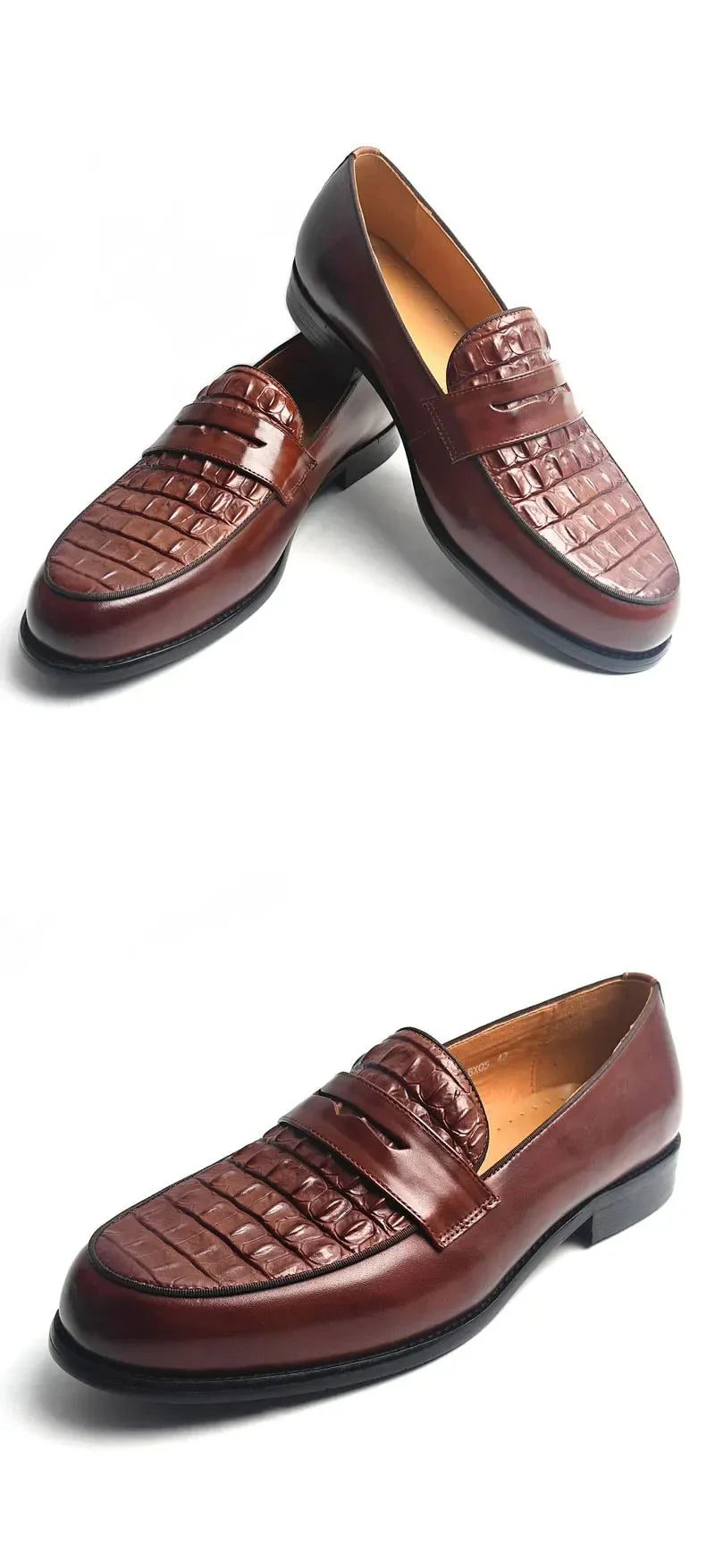 Men Loafers Slip-On Shoes Genuine Crocodile Print Leather Handmade Business Casual Driving Footwear Comfortable Loafers for Men