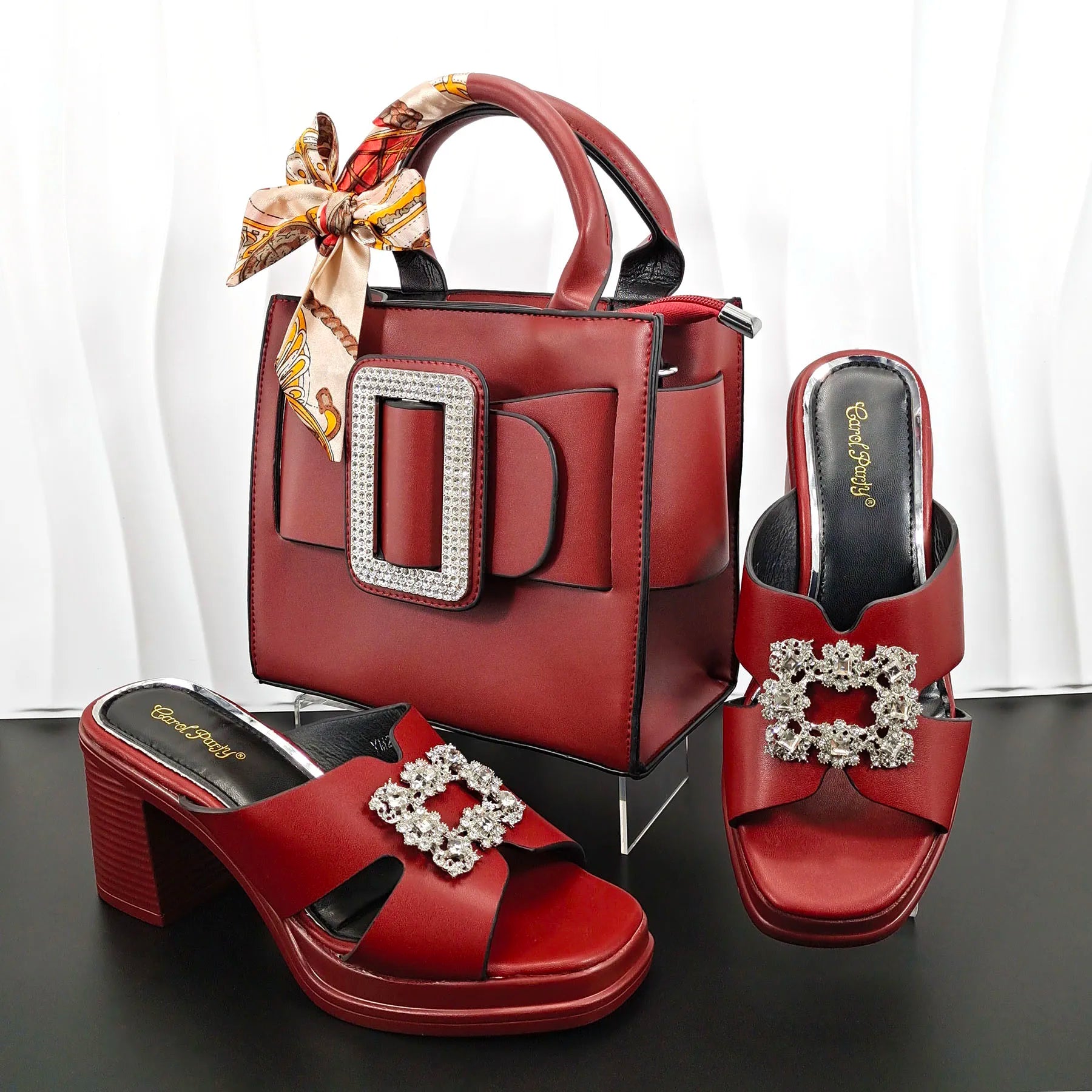 Women's Gold Luxury Designer Split Square Toe Wedding Set