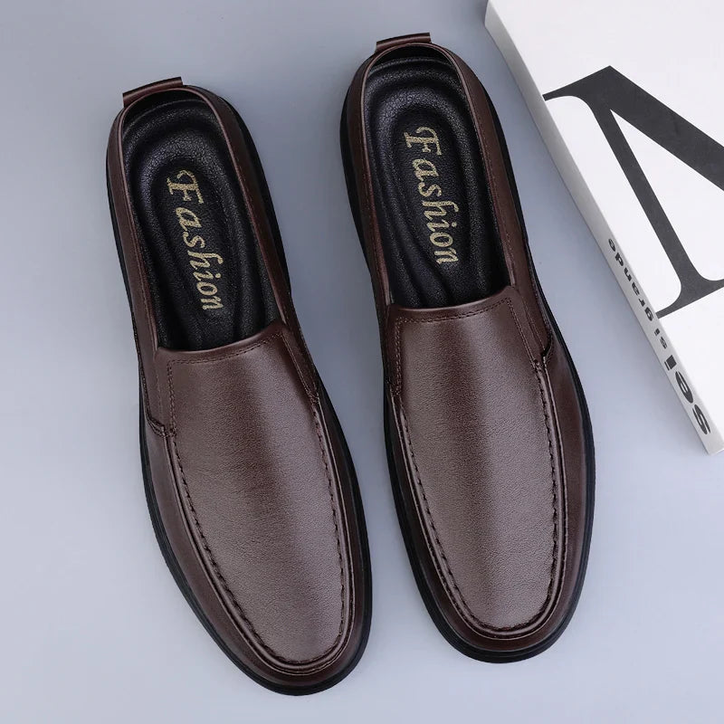 Genuine Leather Men Loafers Handmade Mens Casual Shoes Business Dress Flats Breathable Moccasins Luxury Brand Man Driving Shoes