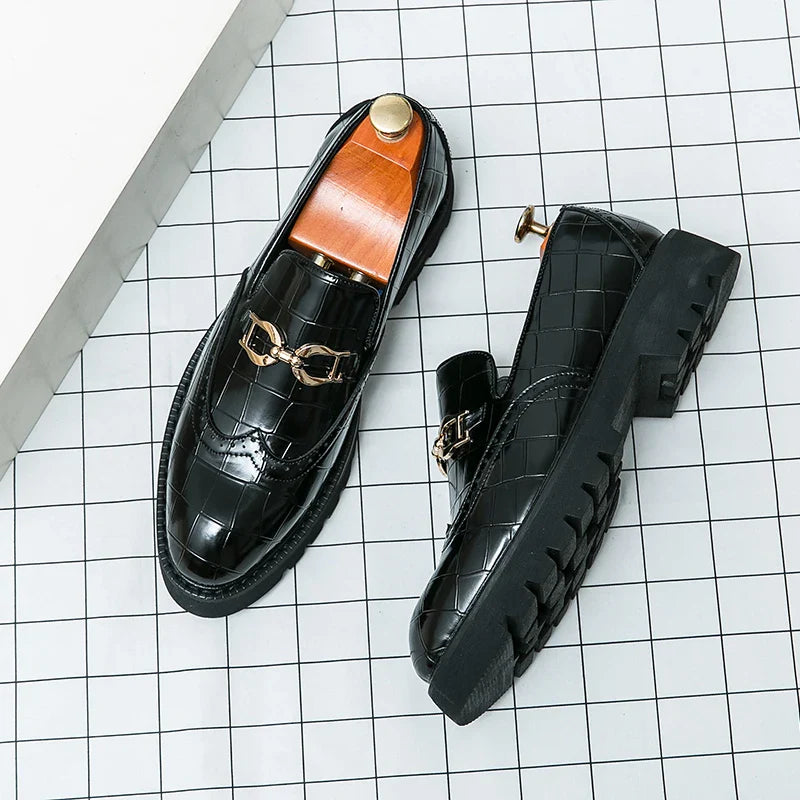 Trendy Brand Green Brogue Shoes Men's Leather Business Shoes Groom's Wedding Men's Loafers British Style Dress Shoes Men