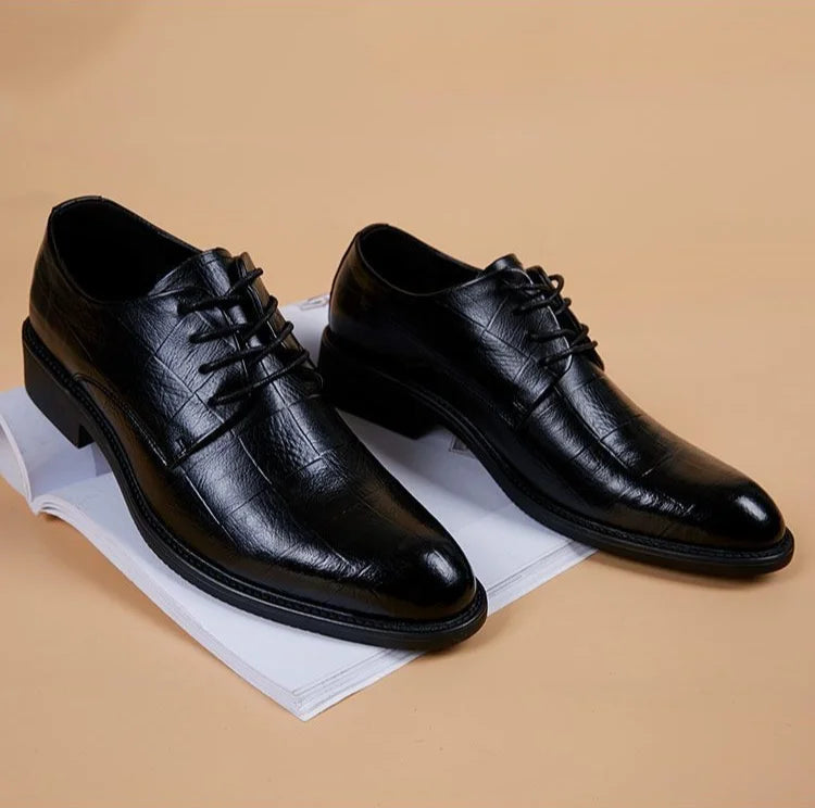 Men's Formal Shoes Black Spring Autumn Pointed Toe Legitimate Leather Official Suit High Quality Fashion Party Social Shoe Male