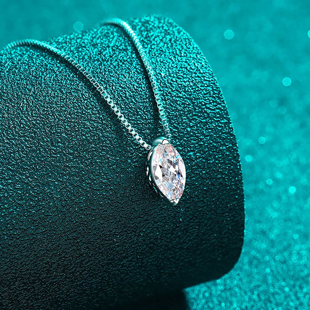1CT Marquise Moissanite Pendant Neckalce 925 Sterling Silver Plated Gold Water Drop Diamond Necklaces Certified For Women Daily