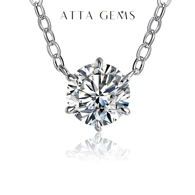925 Silver Necklace Pendant Round Cut 1.0ct D Color White Moissanite Pass Diamond Test for Women Elegant Necklace